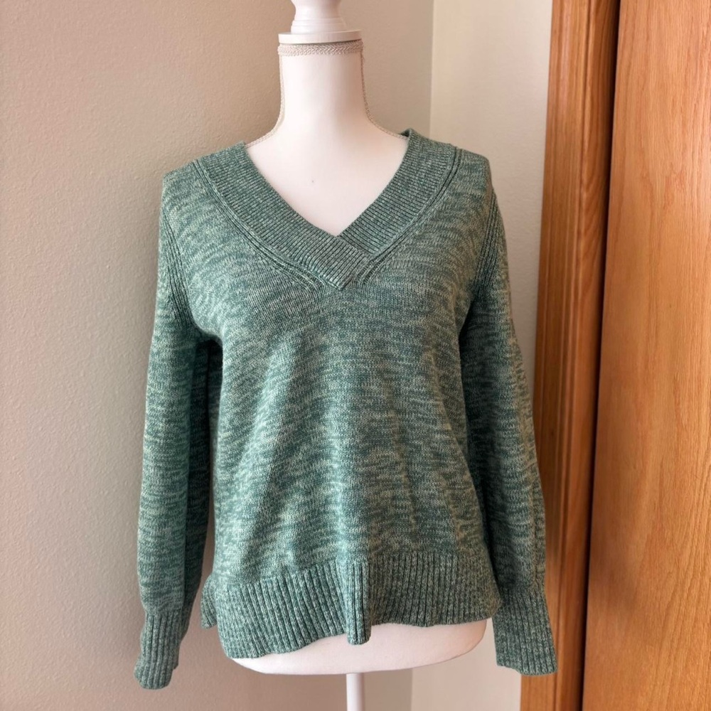 GAP Mint Green Marled V-Neck Sweater